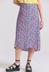 Floral midi viscose skirt - Bubblegum