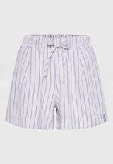 Loose fit striped shorts with elastic waistband - Dahlia purple