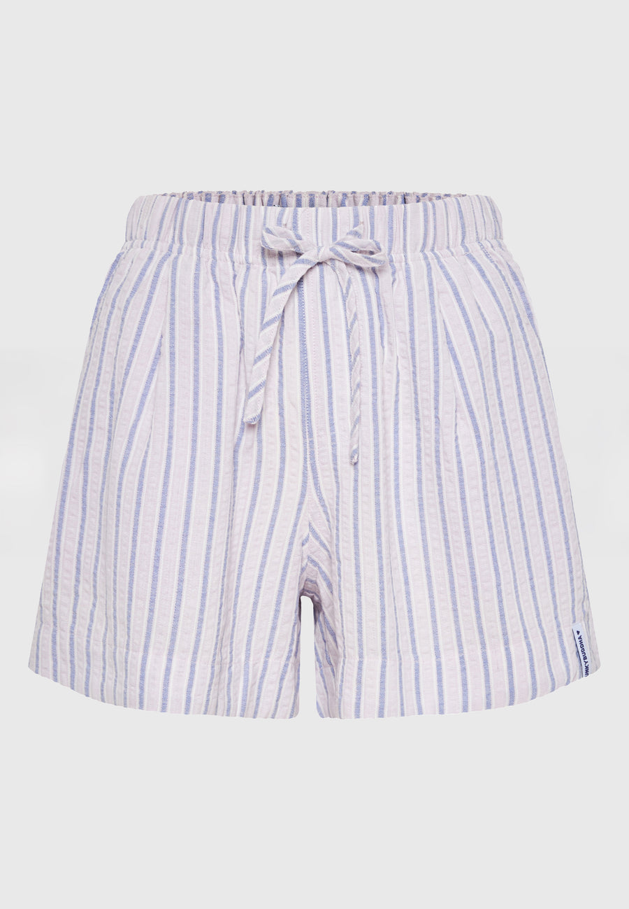 Loose fit striped shorts with elastic waistband - Dahlia purple