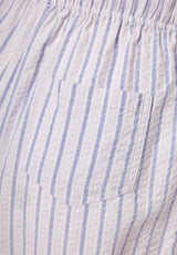 Loose fit striped shorts with elastic waistband - Dahlia purple