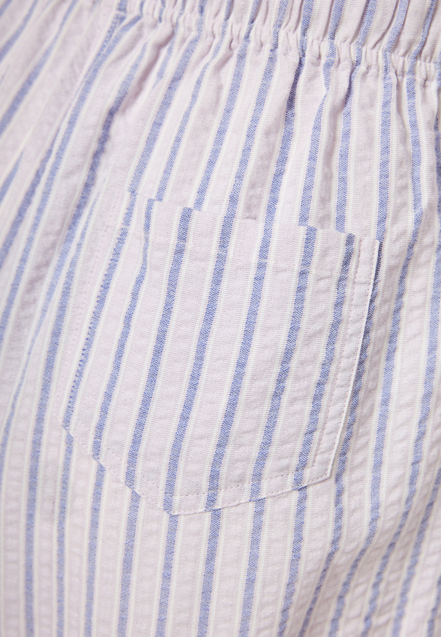 Loose fit striped shorts with elastic waistband - Dahlia purple