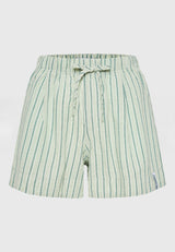 Pantaloni scurți lejeri cu dungi și talie elastică - Verde salvie