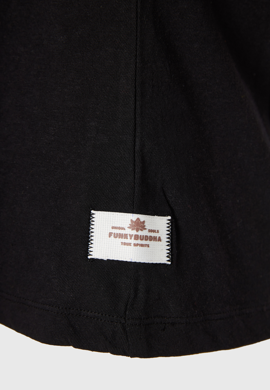 Women's linen blend plain t-shirt - Black