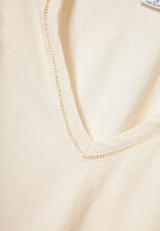 Women's linen blend plain t-shirt - Chalk