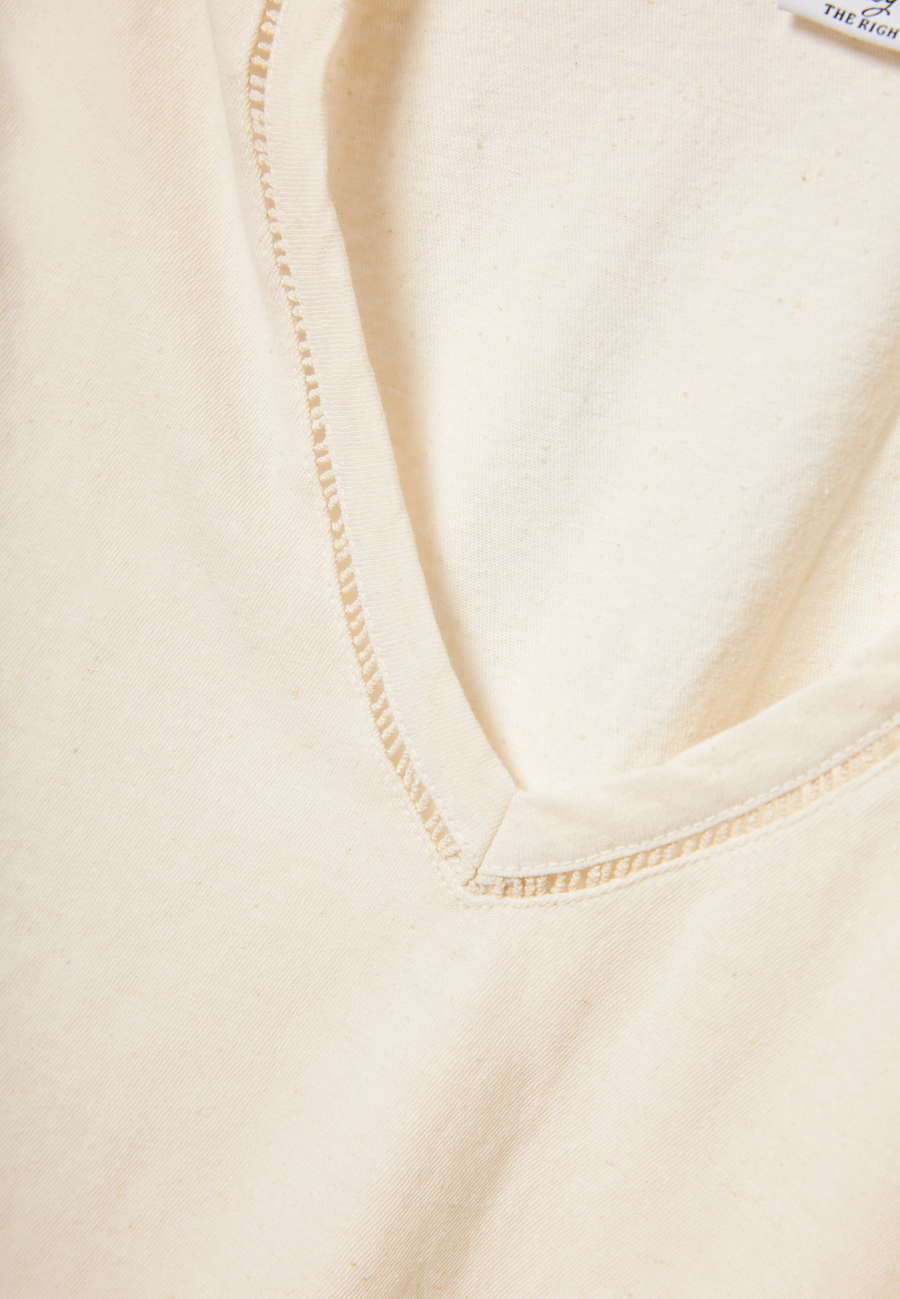 Women's linen blend plain t-shirt - Chalk