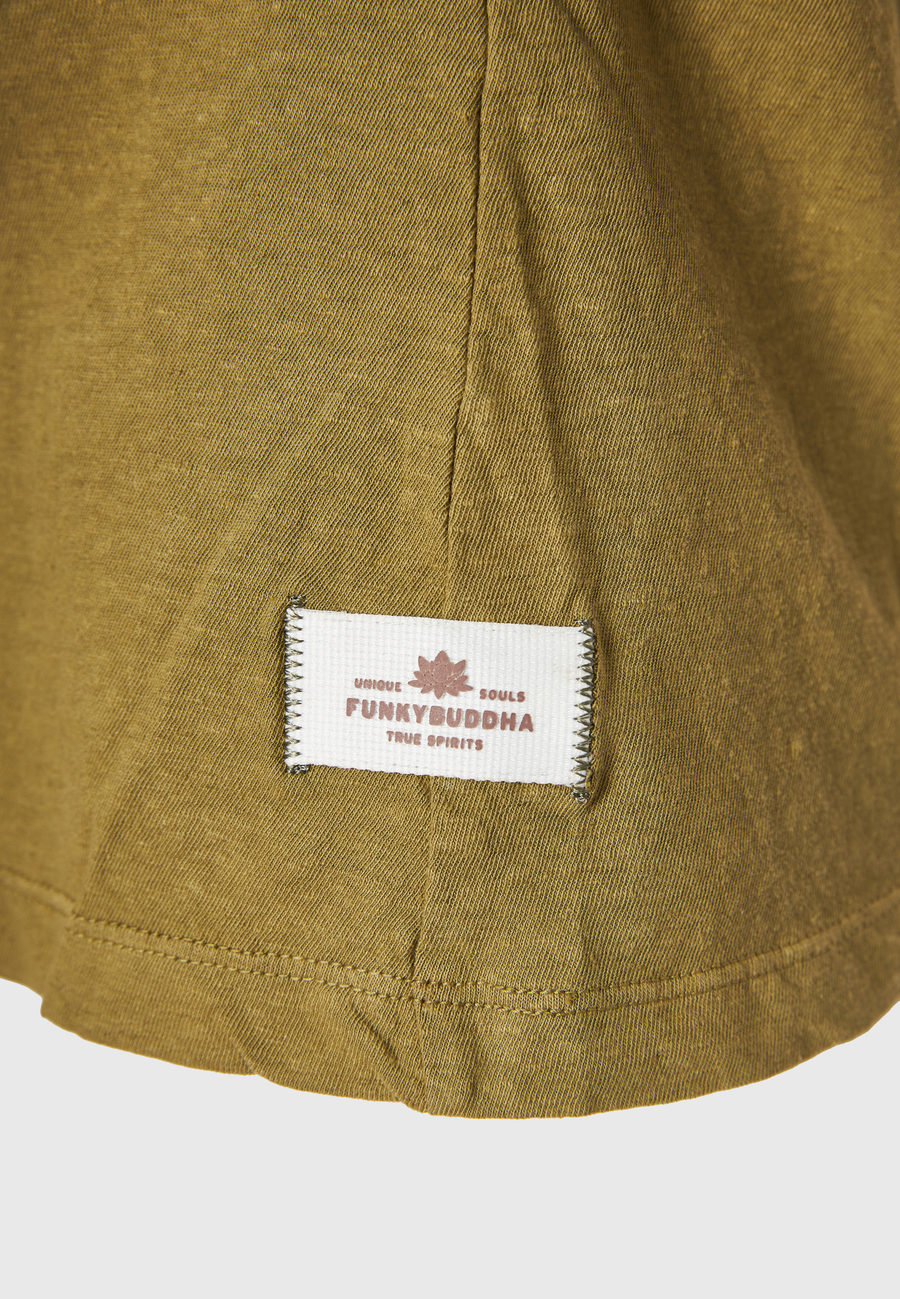 Women's linen blend plain t-shirt - Olive