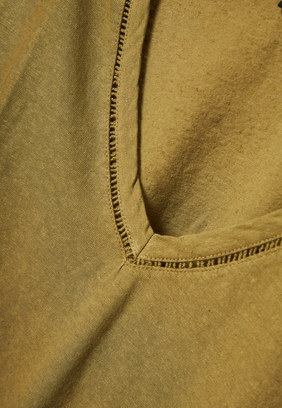 Women's linen blend plain t-shirt - Olive