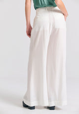 Lyocell blend pants with asymmetrical clasp - White