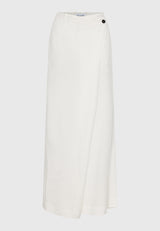 Lyocell blend pants with asymmetrical clasp - White