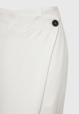 Lyocell blend pants with asymmetrical clasp - White