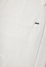 Lyocell blend pants with asymmetrical clasp - White