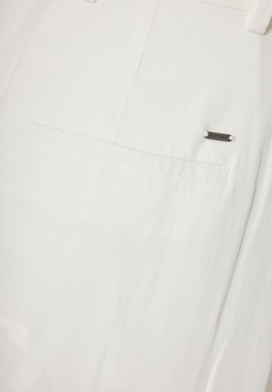 Lyocell blend pants with asymmetrical clasp - White