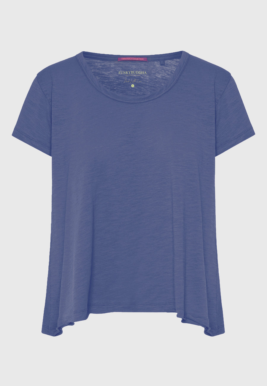 Crew neck women's plain t-shirt - The essentials - Indigo