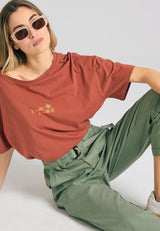 Pantaloni din amestec de lyocell cu curea în talie - Verde vânătoresc