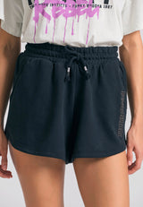 Pantaloni scurți jogger lejeri cu broderie insignă - Negri
