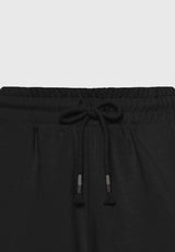 Pantaloni scurți jogger lejeri cu broderie insignă - Negri