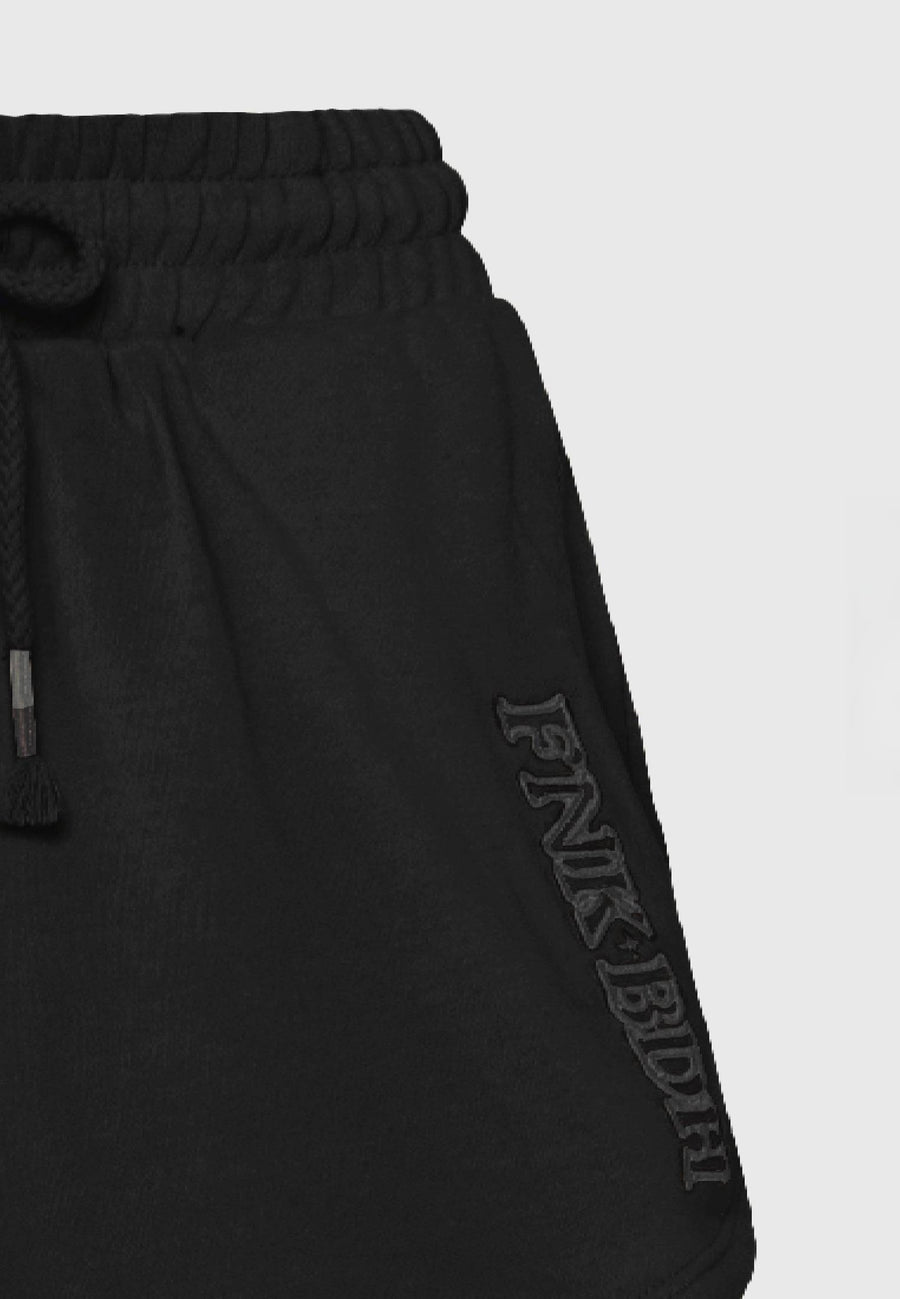 Pantaloni scurți jogger lejeri cu broderie insignă - Negri