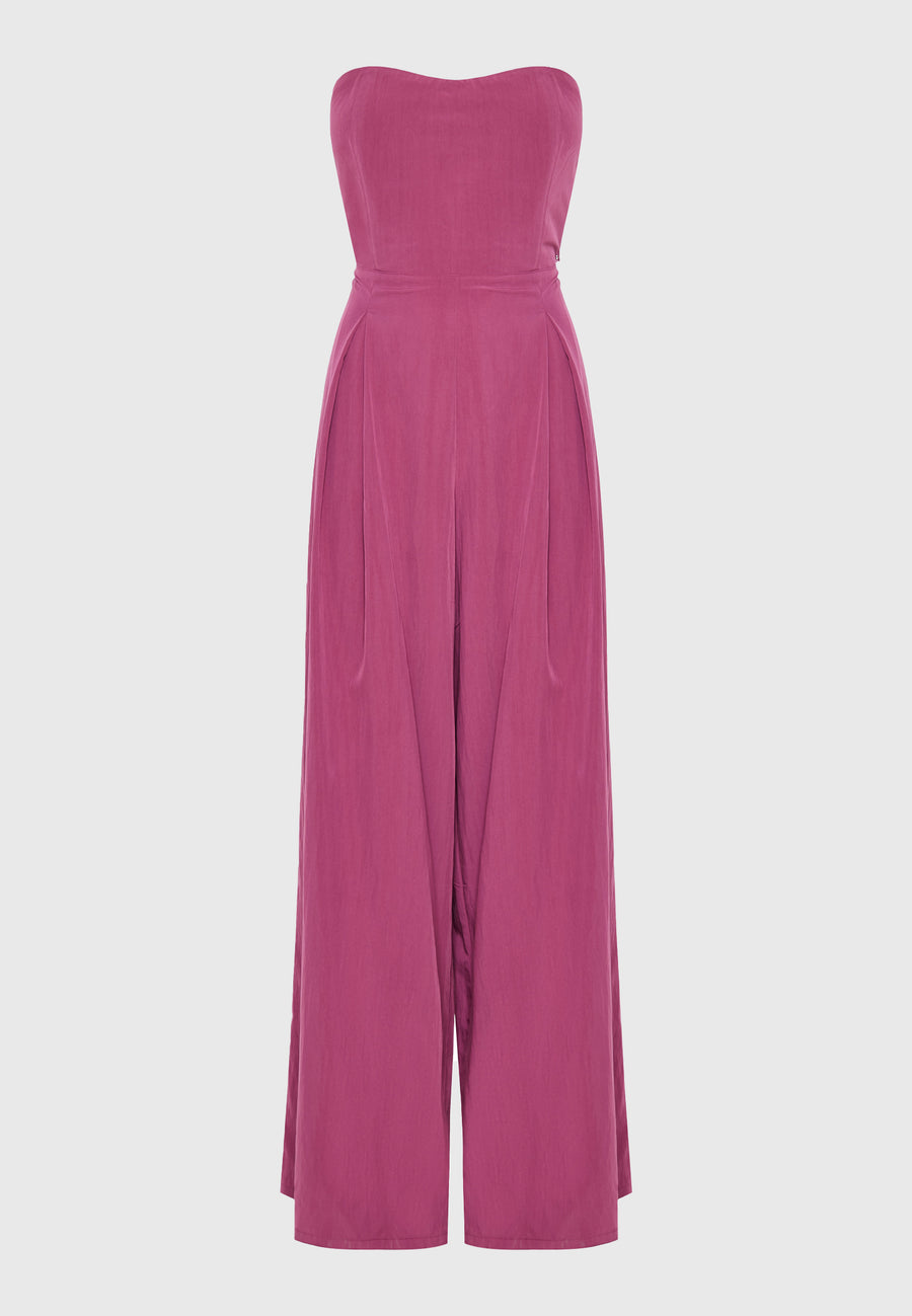 Jumpsuit with bow on the back - Sangria