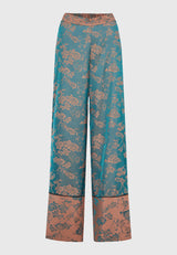Wide leg all over printed pants - Smoke blue