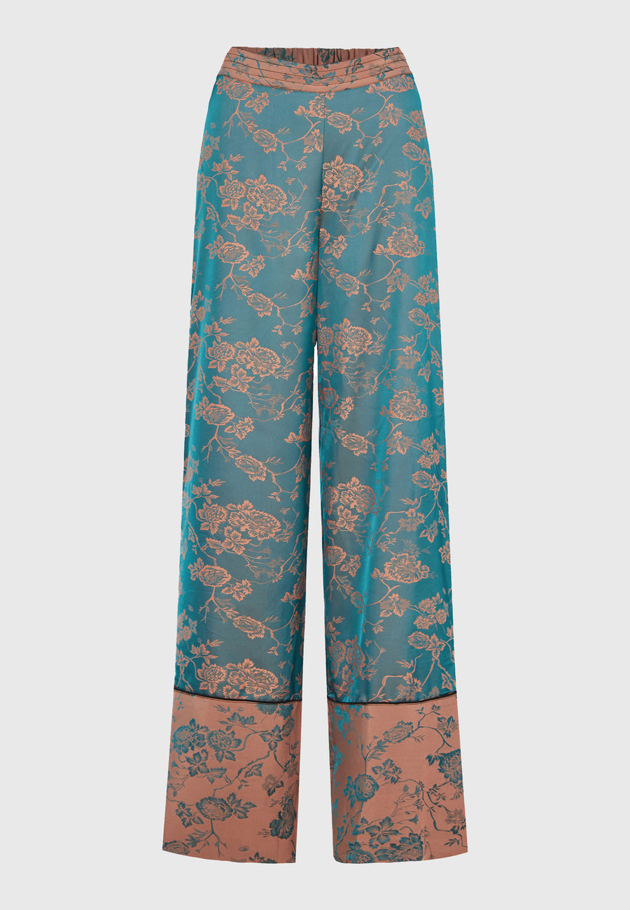 Wide leg all over printed pants - Smoke blue
