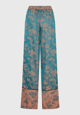 Wide leg all over printed pants - Smoke blue