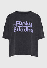 Tricou supradimensionat vopsit în haine cu imprimeu de logodnă - Negru