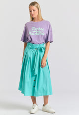 Tricou supradimensionat vopsit în haine cu imprimeu de logodnă - Dahlia violet