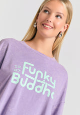 Tricou supradimensionat vopsit în haine cu imprimeu de logodnă - Dahlia violet