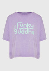 Tricou supradimensionat vopsit în haine cu imprimeu de logodnă - Dahlia violet