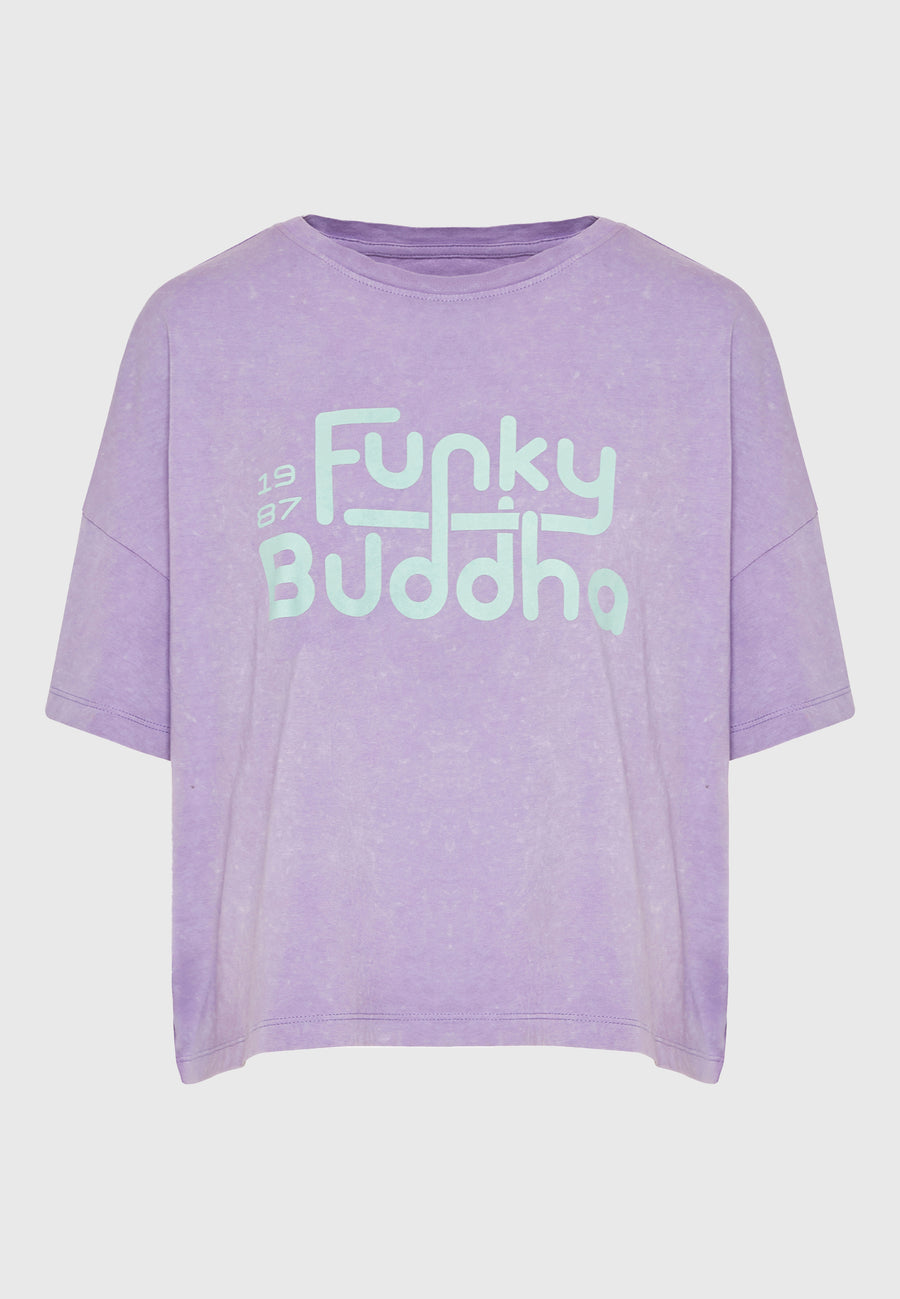 Tricou supradimensionat vopsit în haine cu imprimeu de logodnă - Dahlia violet