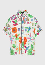 Women's relaxed fit shirt with exotic print - Multi