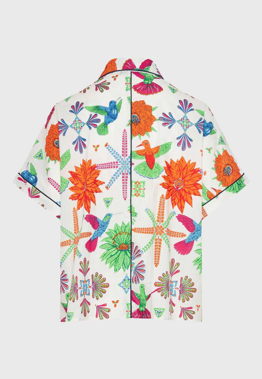 Women's relaxed fit shirt with exotic print - Multi