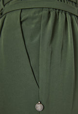 Casual pants with pleats and waist belt - Khaki