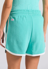 Pantaloni scurți de trening pentru femei cu broderie Funky Buddha - Verde caraibian