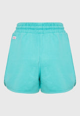 Pantaloni scurți de trening pentru femei cu broderie Funky Buddha - Verde caraibian
