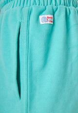 Pantaloni scurți de trening pentru femei cu broderie Funky Buddha - Verde caraibian