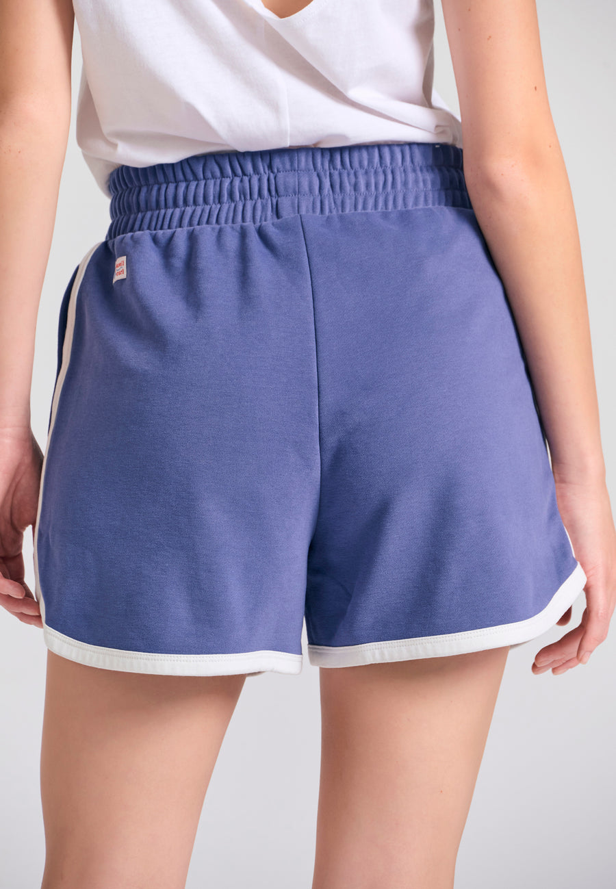 Pantaloni scurți jogger pentru femei cu broderie Funky Buddha - Skipper blue