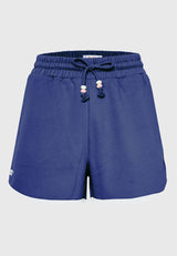 Pantaloni scurți jogger pentru femei cu broderie Funky Buddha - Skipper blue