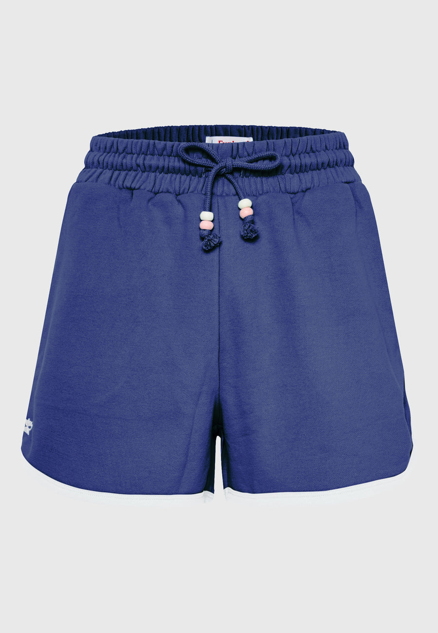 Pantaloni scurți jogger pentru femei cu broderie Funky Buddha - Skipper blue