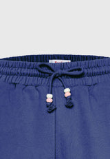 Pantaloni scurți jogger pentru femei cu broderie Funky Buddha - Skipper blue