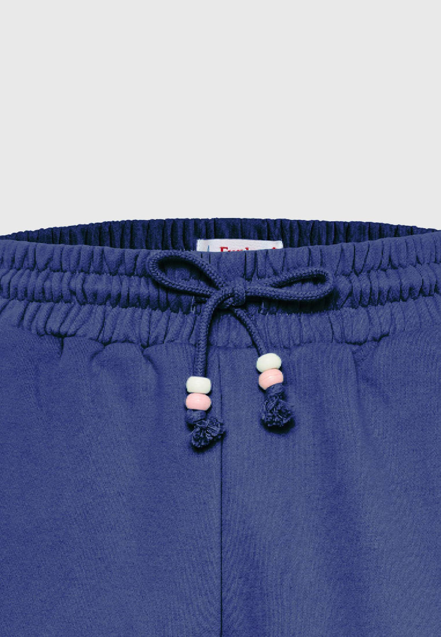 Pantaloni scurți jogger pentru femei cu broderie Funky Buddha - Skipper blue