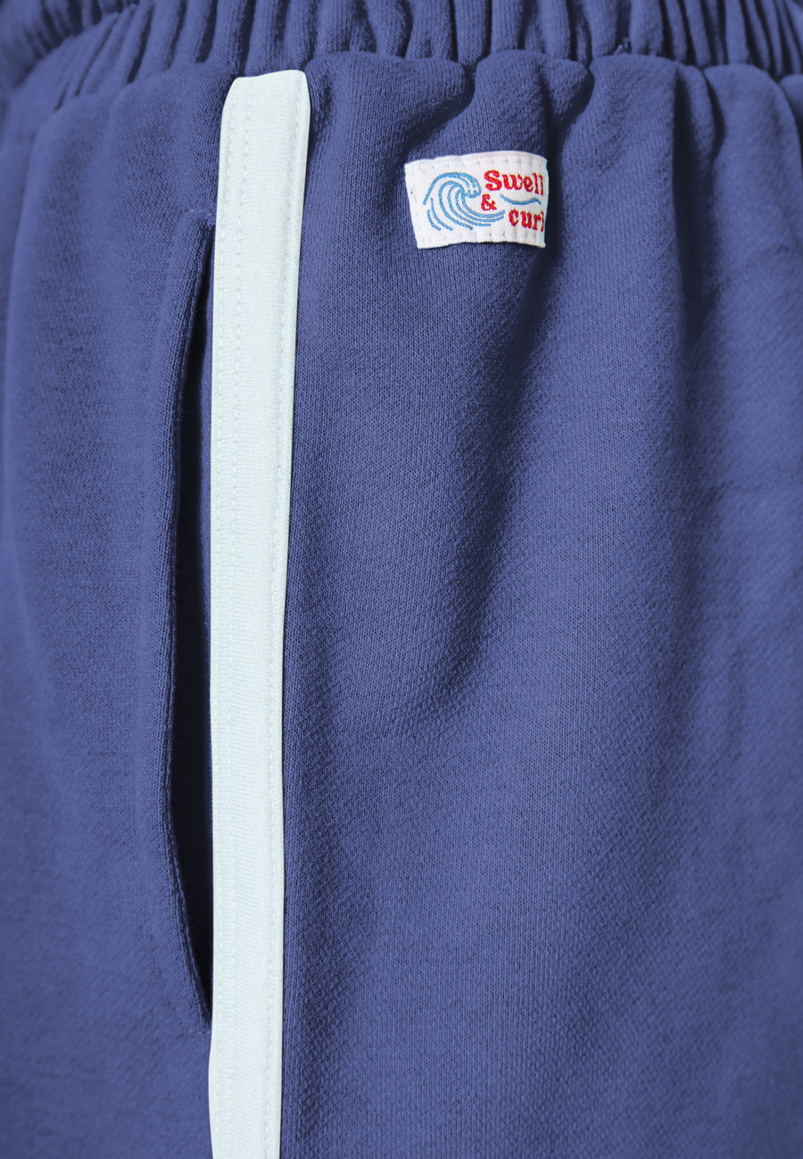 Pantaloni scurți jogger pentru femei cu broderie Funky Buddha - Skipper blue