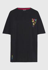 Tricou lejer cu imprimeu artistic pe spate - Negru