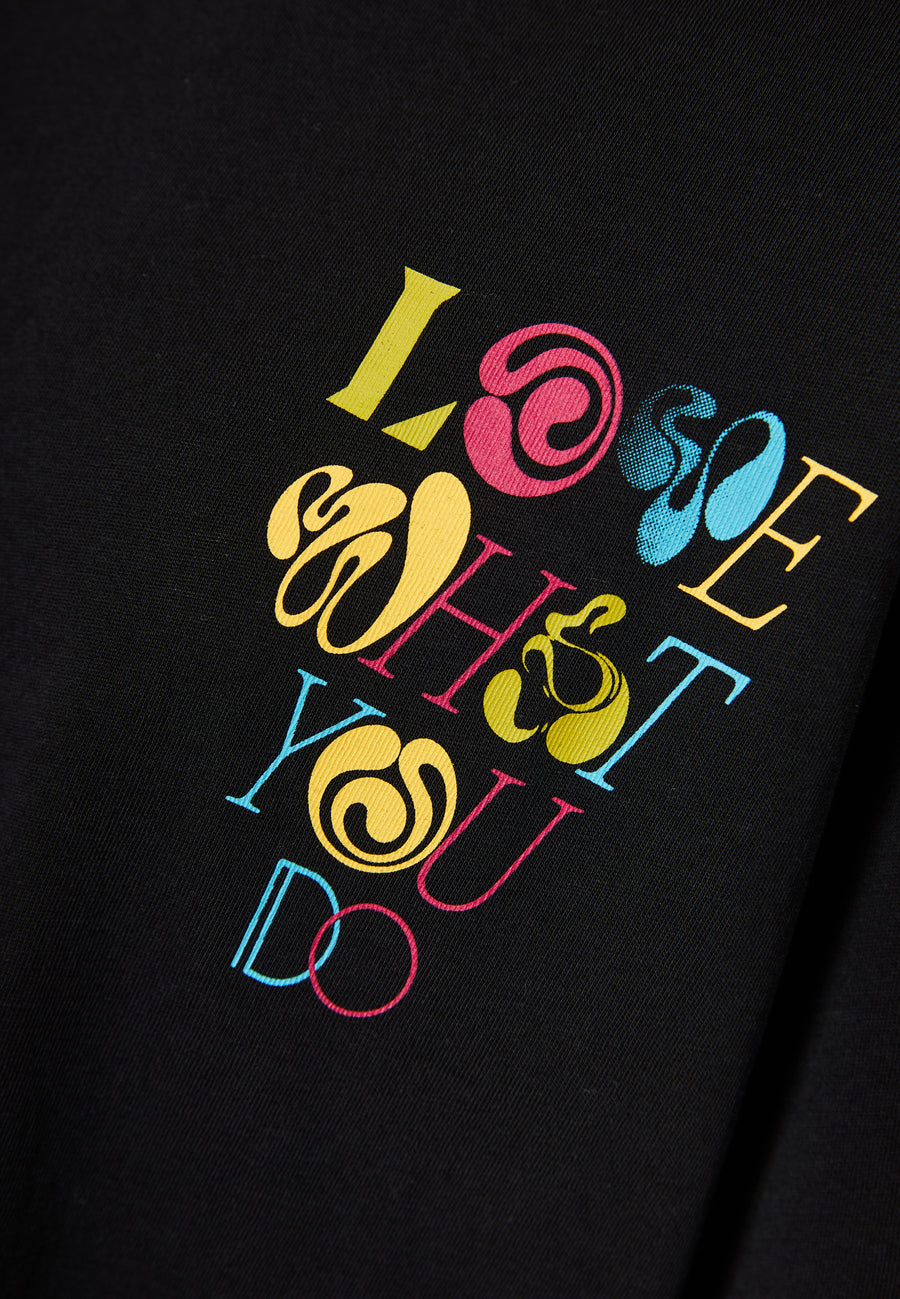 Tricou lejer cu imprimeu artistic pe spate - Negru