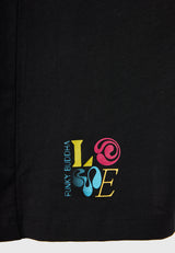 Tricou lejer cu imprimeu artistic pe spate - Negru