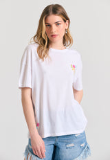Tricou lejer cu imprimeu artistic pe spate - Alb