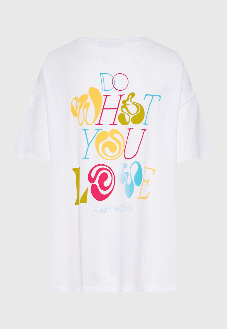 Tricou lejer cu imprimeu artistic pe spate - Alb