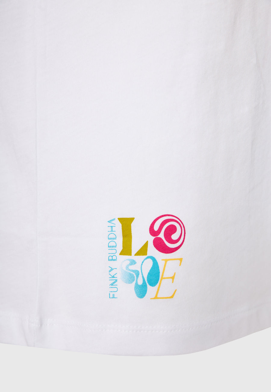 Tricou lejer cu imprimeu artistic pe spate - Alb