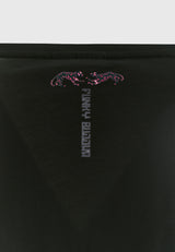 Loose fit long t-shirt with frame print on the chest - Black
