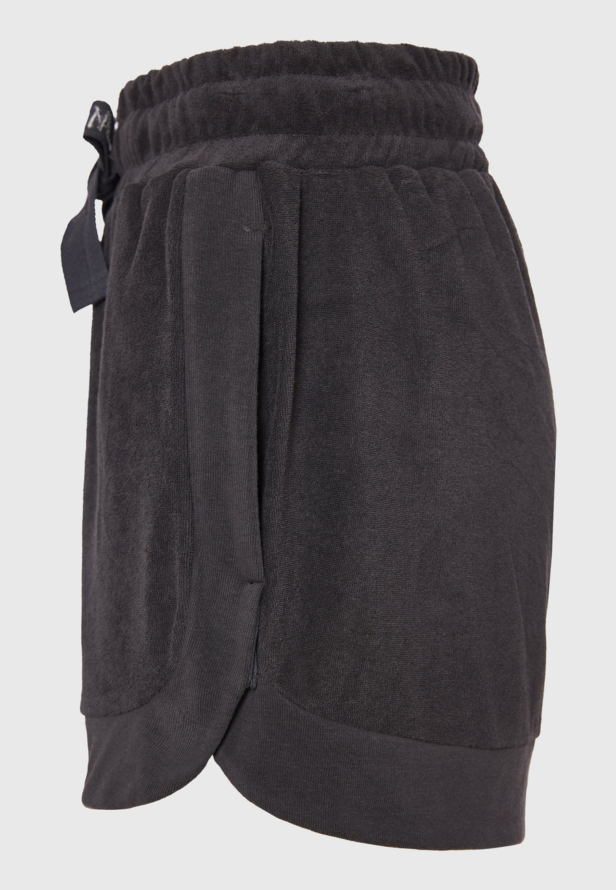 Pantaloni scurți lejeri pentru femei, model prosop - Antracit
